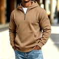 thumbnail image 2 of Half Zip Hooded Sweatshirts for Men,Long Sleeve Casual Solid Sweatshirt with Kangaroo Pocket for Home Loungewear, 2 of 6