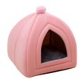 thumbnail image 2 of Bonita cama para gatos, de terciopelo, semicerrada, para perros, sofá para cachorros, cálida y cómoda rosado, 2 of 9