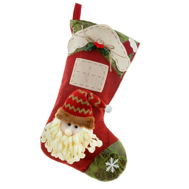 Bewildely Calcetín navideño de fieltro, portátil, reutilizable, lavable, para niños, regalo de oficina temático de Navidad, bolsa de dulces, Kits de decoración para fiestas Papá Noel Bewildely HA068159-01