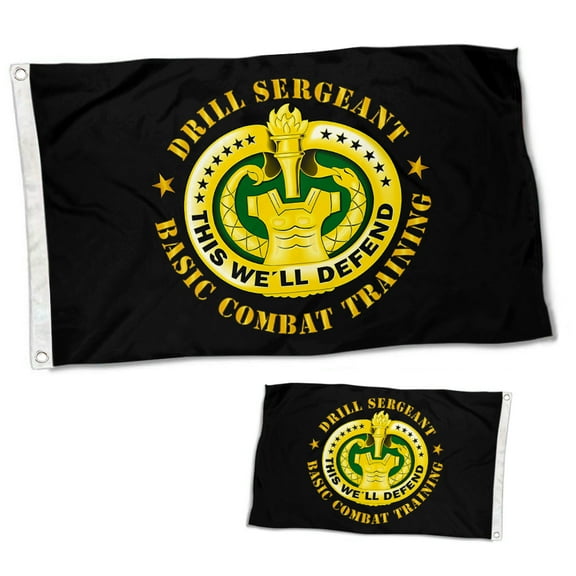 Dutern Double Sided Drill Sergeant Badge Basic Combat Training Flag Banner 3 Ply with Brass Grommets 3x5 Feet