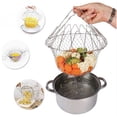 thumbnail image 3 of NOGIS Foldable Stainless Steel Deep Fry Basket Multifunction Steam Rinse Strain Fry Strainer Net Telescopic Folding Basket Fry Basket for Fried Food or Fruits Kitchen Utensil Cooking Net Gadget, 3 of 7