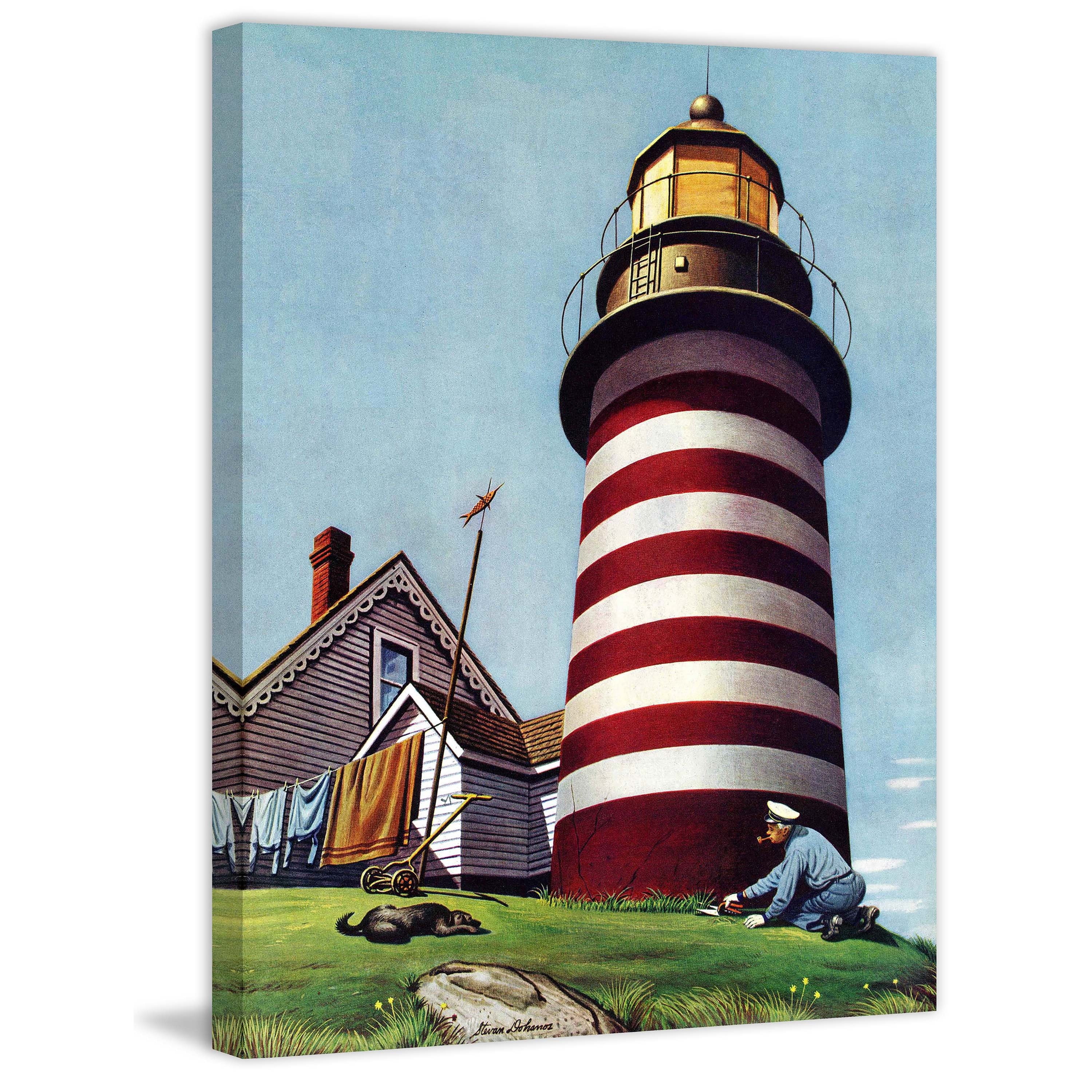 Marmont Hill "Lighthouse Keeper" by Stevan Dohanos Painting Print on Canvas