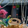 thumbnail image 2 of Stand Toy Feeder with Wooden Platform Watering Food Dish Stainless Steel Food Dispenser for Cockatiels Macaws Outdoor Budgie , Braided Ball, 2 of 8