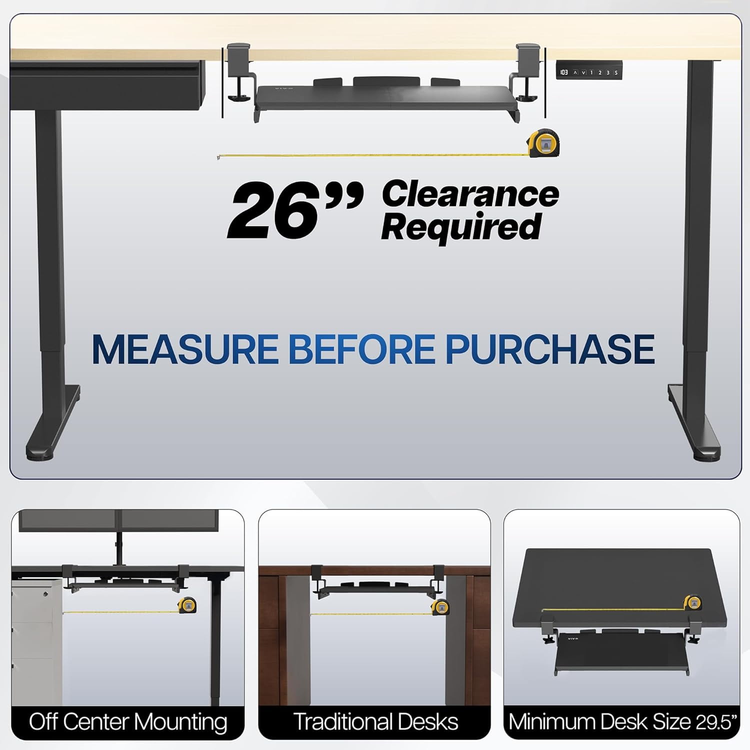 Under Desk Keyboard Tray Pull Out with Sturdy C Clamp Mount System 20 Inch Slide-Out Platform Computer Drawer for Typing Ergonomic Black
