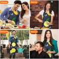 thumbnail image 4 of Yellow Lemon Blueberries DarkBlue Pattern Apron-Garden Aprons for Women with Pockets-Cotton Linen Waterproof Kitchen Cooking Gardening Aprons Adjustable for Kitchen,Cooking,BBQ and Salon 33x27 Inch, 4 of 7
