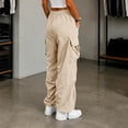 thumbnail image 5 of Mifsaly Baggy Cargo Pants Women Wide Leg Parachute Pants Adjustable Drawstring Hem Loose Casual Workout Athletic Bottoms with Multi Pockets Beige,XL, 5 of 6