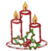 Bougies allumées avec Silhouette de fenêtre de Noël de Holly et Berry - 16,5 pouces