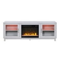 thumbnail image 2 of Samy 70 Inch TV Console LED Fireplace Heater, Glass Door, White, Silver, 2 of 5