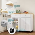 thumbnail image 3 of Walsunny Kitchen Islands Carts with Drop Leaf Table 2 Drawers 5 Wheels 4 Magnetic Doors Rolling Storage Cabinet White, 3 of 6