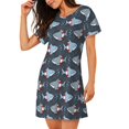 thumbnail image 2 of Vsdgher Motif Anneau de Natation Requin Chemise de Nuit à Manches Courtes Col Rond Mignonne Robe de Nuit Confortable, 2 of 6