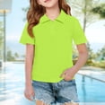 thumbnail image 4 of CCRFTGI Polo Shirt for Kids Girls Size 7 Back To School Classic Fit Wicking Performance Uniform Pique Golf Short Sleeve Polo Soft Button Closure girls uniform shirts Fluorescent Green 11-12 Years, 4 of 4