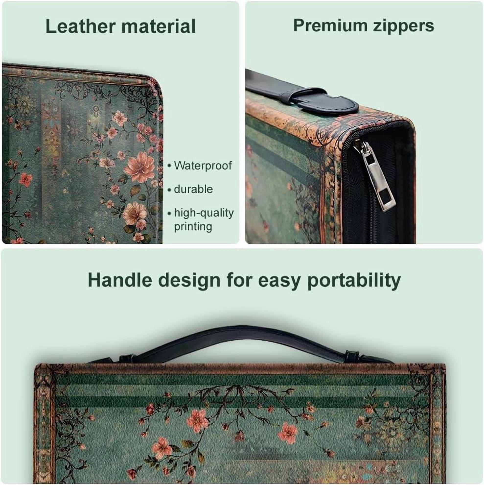 1pc Large Bible Cover 8x11 inch PU Leather Bible Case with Bookmark Vintage Flower Branch Bible Carrying Case for Women Men Christian Bible Note Books Carrying Accessories for DIY