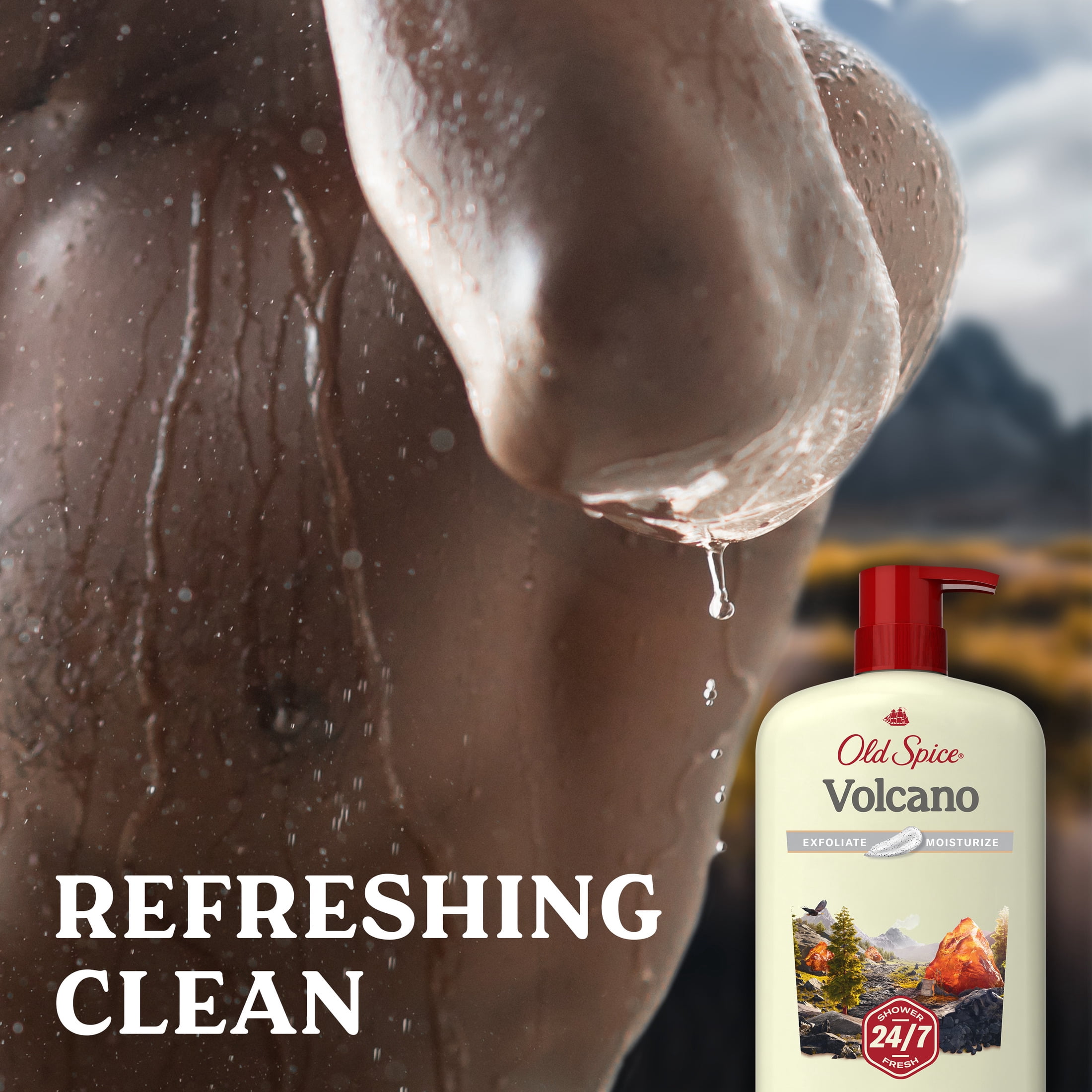 (4 pack) Old Spice Men's Body Wash for Men, Volcano Scent, 24/7 Shower Fresh, Exfoliation, 30 fl oz