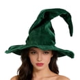 thumbnail image 3 of Wide Brim Curly Peak Halloween Witch Costume Hats for Women Soft Lightweight Foldable Wizard Headwear Decorative Accessory for Night Party Wear,Green, 3 of 7