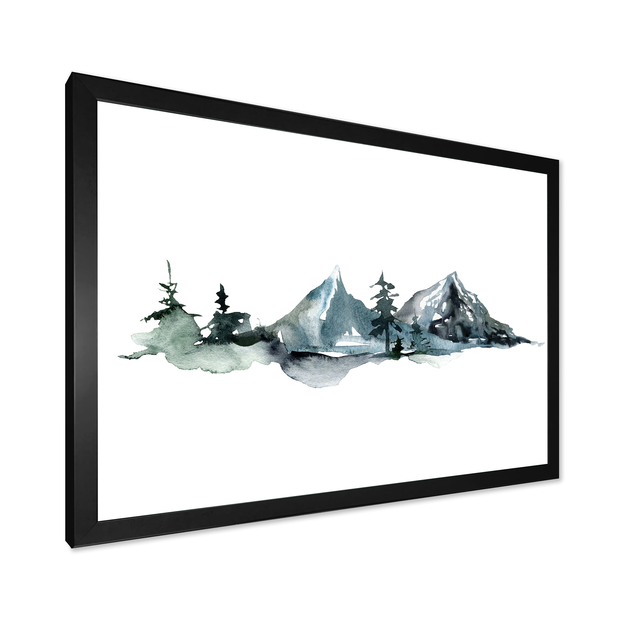Designart 'Minimalistic Fir Forest and Winter Mountains III' Modern Framed Art Print