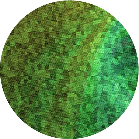 Ahgly Company Machine Washable Indoor Round Transitional LimeGreen Area Rugs, 6' Round
