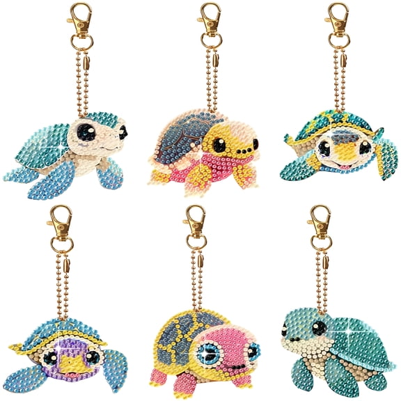 DESIGNICE Keychains Kits,Double Sided Diamond Art Keyrings for Adults,Diy Art Key Rings Ornaments Kits