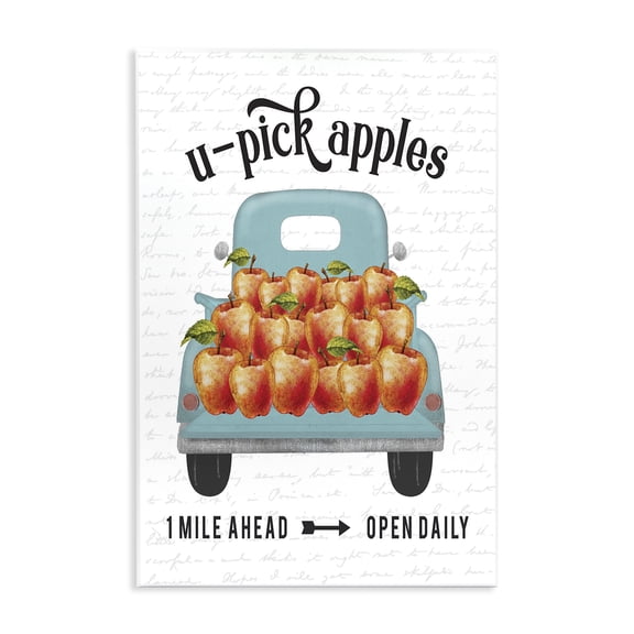 Stupell Industries Farmhouse Apple Truck Autumn Fall Seasonal Design Wall Plaque Art, 13 x 19, by Lettered and Lined
