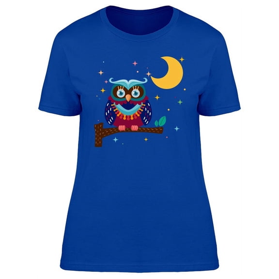 Colorful King Owl Cartoon T-Shirt Women -Image by Shutterstock, Female XX-Large