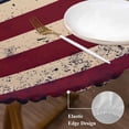 thumbnail image 4 of Vintage American Flag Table Cloth, Round Fitted Tablecloths with Elastic Edge, Retro Rustic USA Flag Wipeable Waterproof Table Cover for Kitchen Wedding 45-54 Inches, 4 of 4