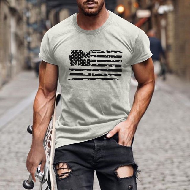 DPTALR T-Shirt Décontracté pour Hommes Col Rond Impression Numérique 3D Manches Courtes Entraînement Physique Sports
