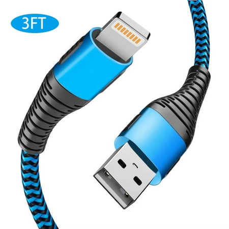 Aioneus iPhone Charger Cord , MFI Certified 3FT iPhone Charging Cable for iPhone 13 12 11 Pro Max XS MAX XR XS X 8 7 Plus 6S 6 SE 5S iPad iPod (Blue)