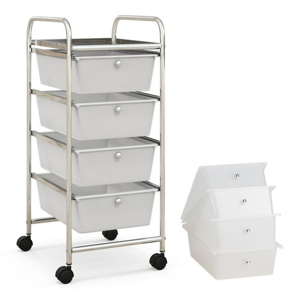 4-Drawer Cart Storage Bin Organizer Rolling with Plastic Drawers