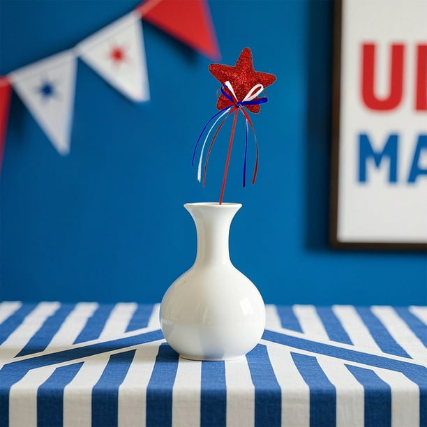 Decoración de pentagrama con insertos de estrella, lazo rojo, blanco y azul, para fiesta del Día de la Independencia, decoración patriótica festiva del hogar, materiales acrílicos de alta