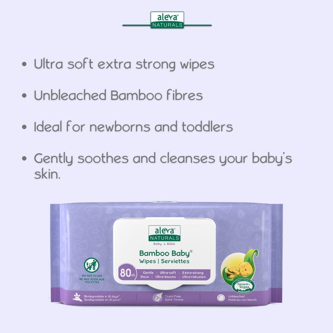 Aleva Naturals Bamboo Baby Wipes Economy Pack - 480ct (80ct x 6)
