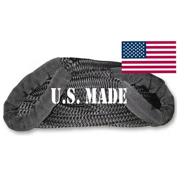 U.S. made KINETIC RECOVERY ROPE (Snatch Rope) MILITARY-GRADE (BLACK) - 1 inch X 30 ft (4X4 VEHICLE RECOVERY)