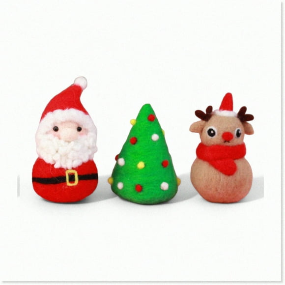 Felted Festive Family Kit: Claus, Tree & Reindeer - Complete with Needles, Guards, Mat & Instructions for Mother's Day!