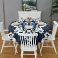 thumbnail image 2 of Blue and White Pioneer Flower Round Tablecloth 60" X 60",Wrinkle Wipeable Table Cloth for Kitchen Dining Room Picnic Patio Party, 2 of 6
