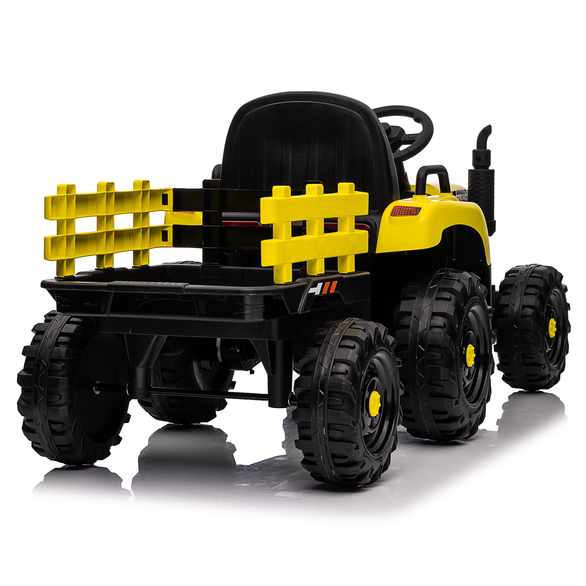CIPACHO 12V Ride On Tractor with Trailer, Electric Kids Car with 2.4RC, 3 Speed Adjustable, USB, MP3, Power Display, 2 Point Safety Belt, Yellow CIPACHO 12V Ride On Tractor with Trailer, Electric Kids Car with 2.4RC, 3 Speed Adjustable, USB, MP3, Power Display, 2 Point Safety Belt, Yellow