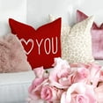 thumbnail image 3 of Valentines Day Pillow Covers 18 x 18 inch Set of 4 for Valentines Decor Red Black Stripes Love Heart I Love You Valentines Day Throw Pillows Decorative Cushion Cases Valentine Decorations, 3 of 6