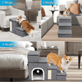 thumbnail image 3 of Dog Stairs for Bed and Couch 23“H, Foldable Dog Stairs for Small Older Dogs, 4 in 1 Adjustable Pet Cat Steps Ramps with Storage, Condo, Cat Scratcher, Hold Up to 180LBS, 4 Steps, 3 of 9