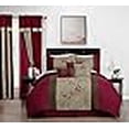 thumbnail image 2 of Chezmoi Collection Vienna 7-Piece Embroidered Floral Comforter Set (Queen, Burgundy Taupe Brown), 2 of 4