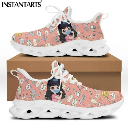

Cartoon Postman/Courier Design Shoes for Women Cool Running Sneakers Light Mesh Female Luxury Lace Up Flats zapatos
