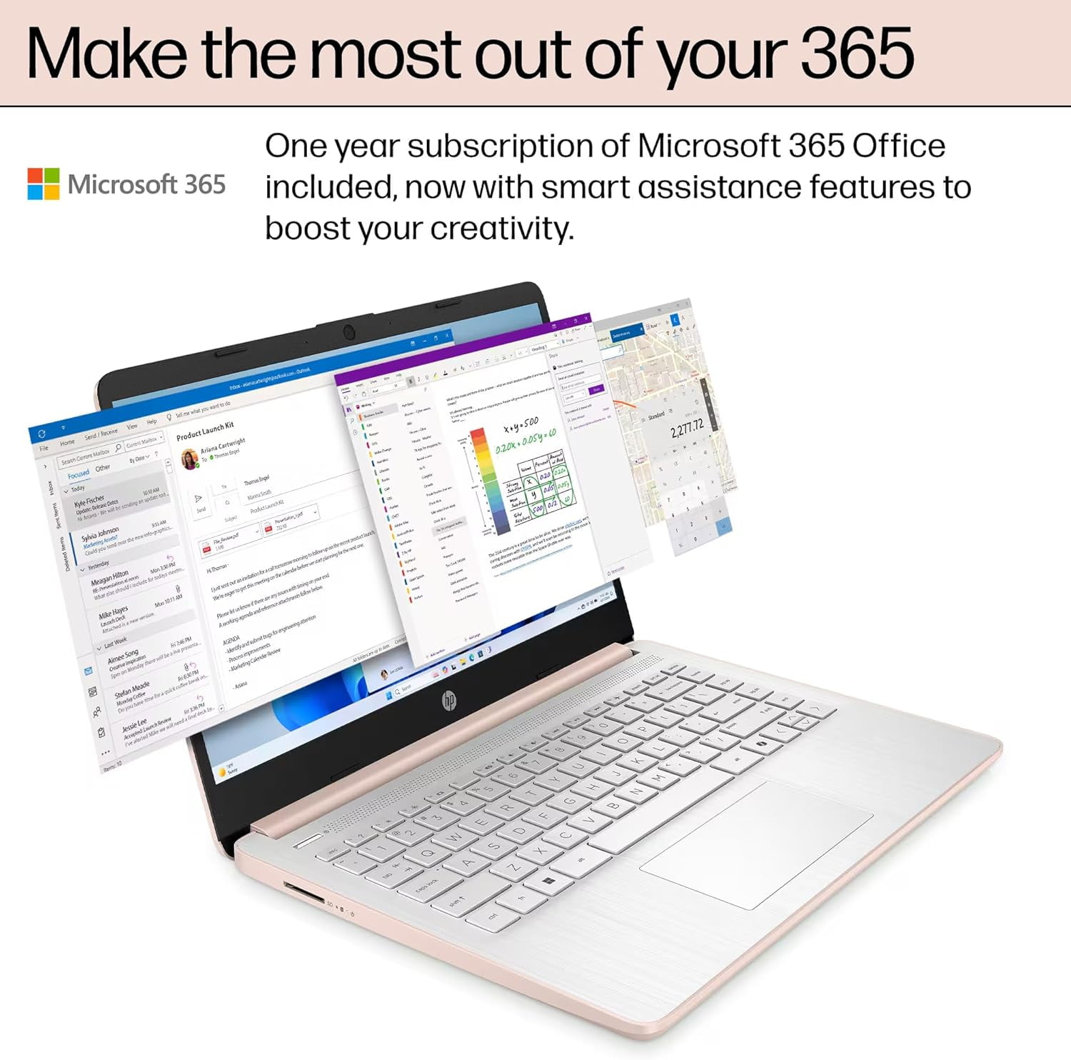 HP Essential 14" Laptop, Intel Celeron N4500, 16GB RAM, 64GB eMMC, Windows 11 Home, Rose