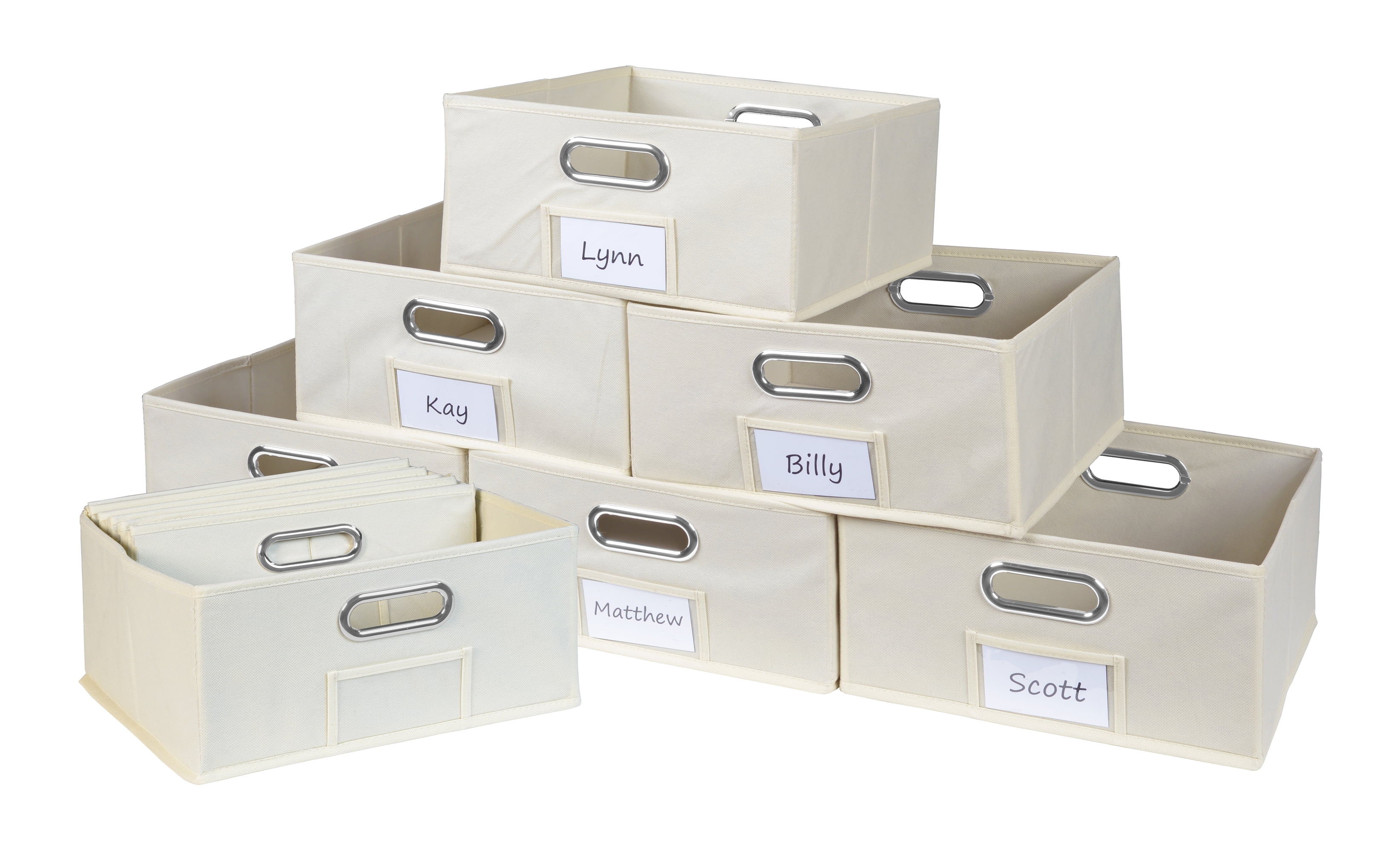 Collapsible Home Storage Set of 12 Foldable Fabric Low Storage Bins