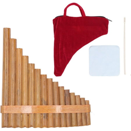 Bamboo Pipe Pan Flute 15 Pipes G Key Panpipe Pan Flute Traditional Woodwind Instrument for Music Enthusiasts (Left Hand)