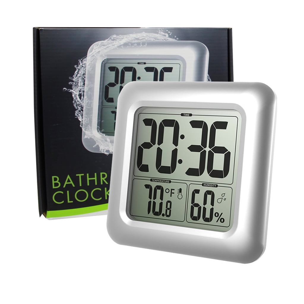 Bathroom LCD Display Electronic Temperature Humidity Meter Digital Hygrometer for Time Watch Alarm Shower Cl