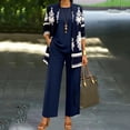 thumbnail image 5 of Textilo Women's 3 Pieces Pant Suits Elegant Loose 3/4 Sleeve Floral Cardigan Sleeveless Tank Tops Wide Leg Pants Suits Spring 2026 Casual Outfits,Royal Blue M, 5 of 5