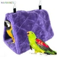 thumbnail image 5 of BadPiggies Winter Warm Bird Nest House Shed Hut Plush Fluffy Hanging Hammock Finch Cage Birds Hut Hideaway for Hamster Parrot Macaw Eclectus Parakeet Cockatoo (L, Purple), 5 of 7