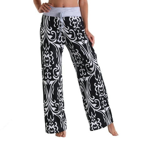 

Women s Comfy Casual Pajama Pants Floral Print Drawstring Palazzo Lounge Pants Wide Leg Loose