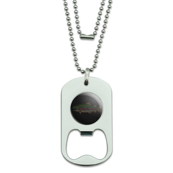 Rainbow Trout Fish Dots Spots Pattern Military Dog Tag Bottle Opener Pendant