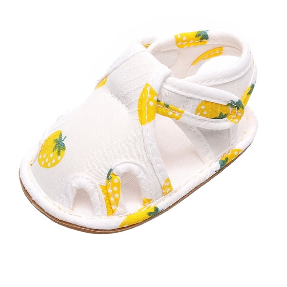 LNMQLPDBS Toddler Girl Shoes Strawberry Graphic Printed Anti Kick Comfort Toddler Prewalker First Walking Shoes Breathable Wear Anti-Slip Sole Sandals Kids Summer Outdoor Soft Shoes Yellow 9 Months