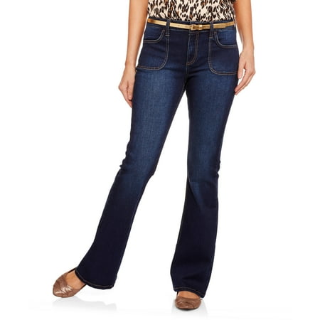 Womens Light Blue Jeans - Women's Beatnik Porkchop Pocket Flare Jean featuring Premium Stretch