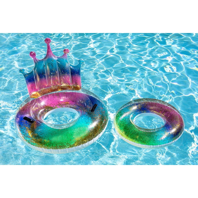Poolmaster Rainbow Glitter Tube - Inflatable Swimming Pool Float