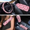 thumbnail image 3 of Uorisanigo Strawberry Printed Car Seat Covers Full Set with Steering Wheel Cover,Cup Coasters,Seat Belt Cushion,Handbrake,Center Console Pad,Gear Shift Knob,Headrest Protector,Keychain,Set of 18, 3 of 7