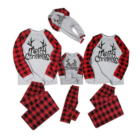 

Christmas Fashion Family Pajamas Set Fashion Printed Long Sleeve Plaid Home Sleepwear Clothing